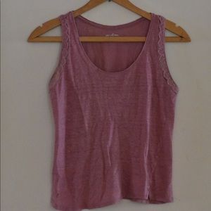 Purple Loft 100% linen tank with lace detail, XS